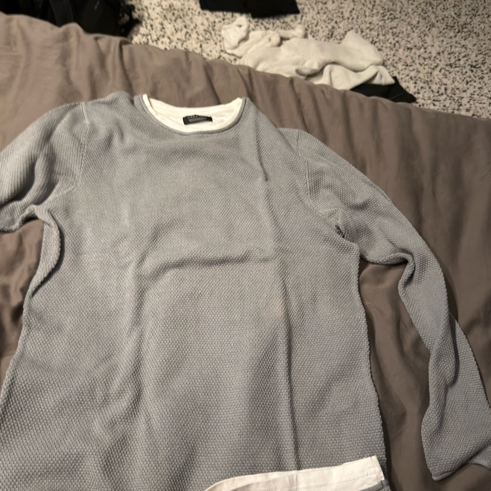 Zara Men's Light Gray Crewneck Sweater